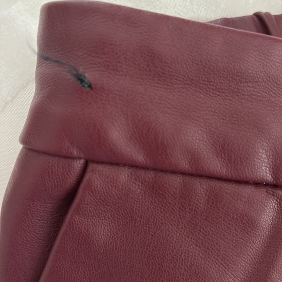 Eloquii Burgundy, Faux Leather,  Wide Leg, Pleated Pants. Matte Finish. Size 24 - Picture 10 of 10